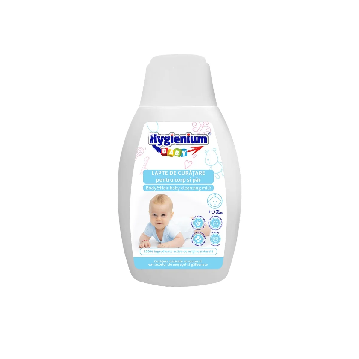 Lapte de curatare pentru corp si par, 300ml, Hygienium