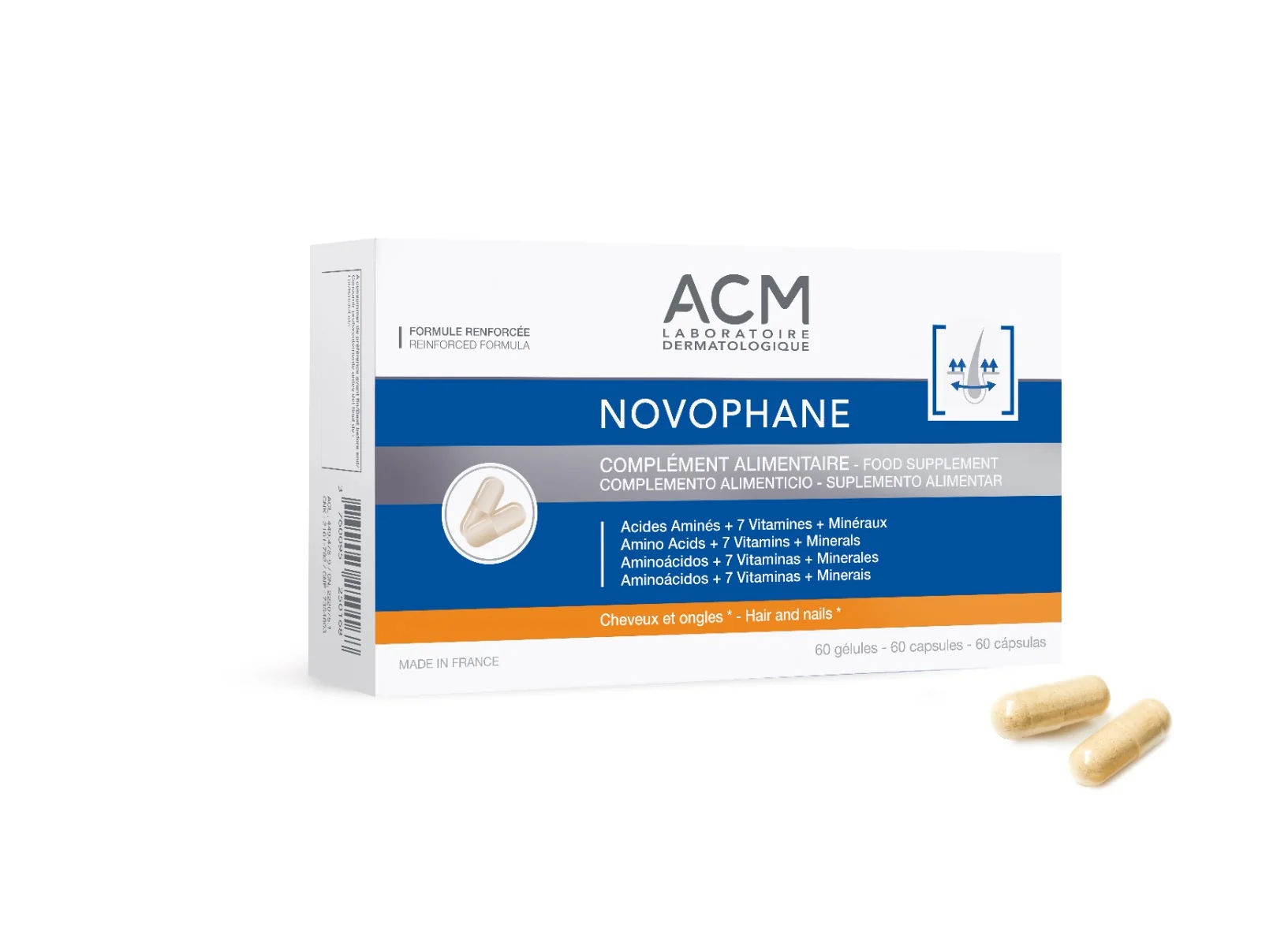 Capsule pentru par si unghii Novophane, 60 capsule, ACM 