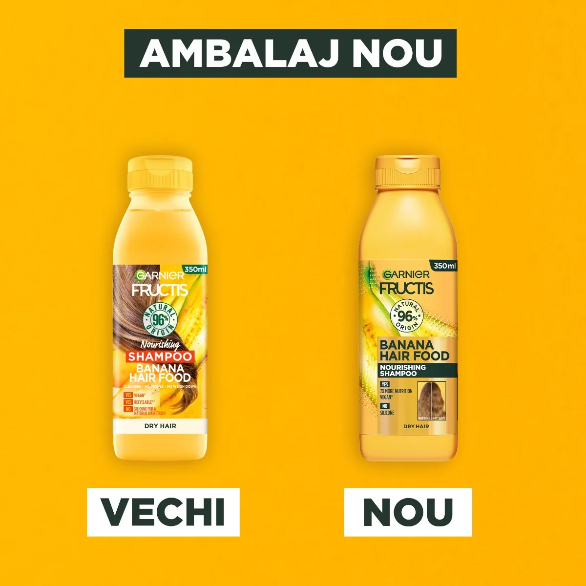 Sampon pentru parul uscat Hair Food Banana, 350ml, Fructis 