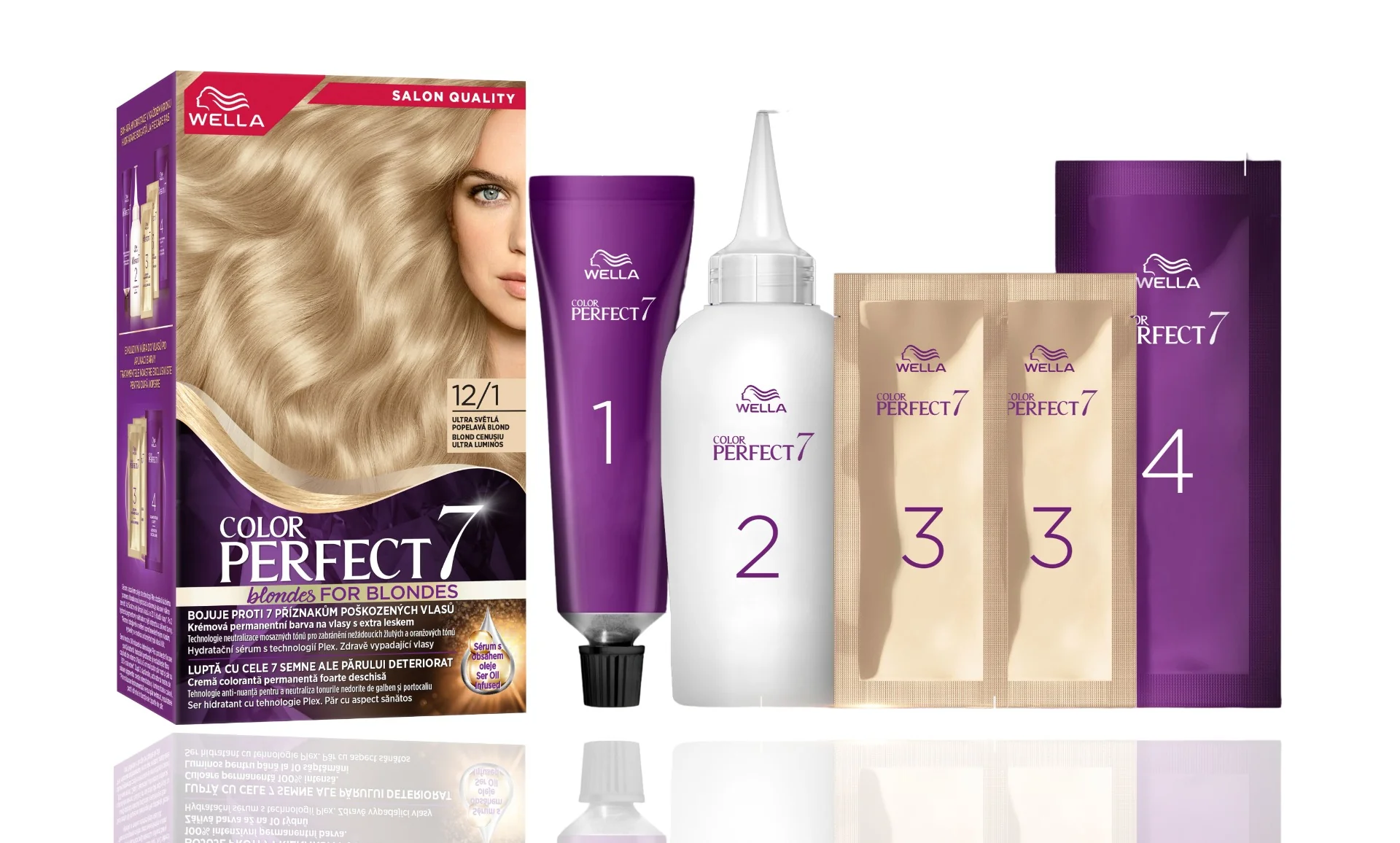 Vopsea de par permanenta Blond Cenusiu Ultra Luminos 12/1 Color Perfect, 135ml, Wella 