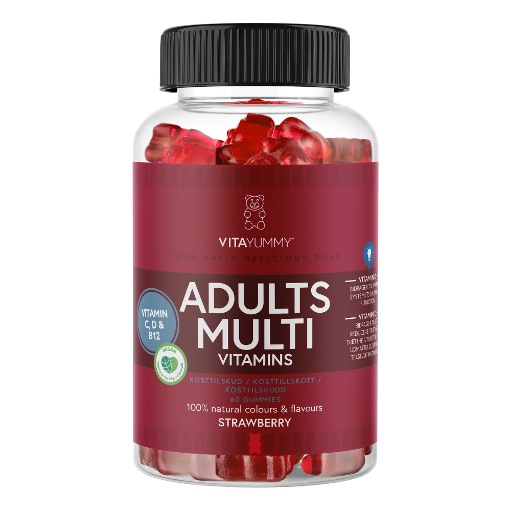 Multivitamine pentru adulti cu aroma de capsuni, 60 jeleuri, Vitayummy