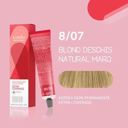 Vopsea de par demipermanenta 8/07 Extra Coverage, 60ml, Londa Professional 