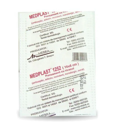 Pansament cu rivanol 10 x 6cm, 1 bucata, Medplast