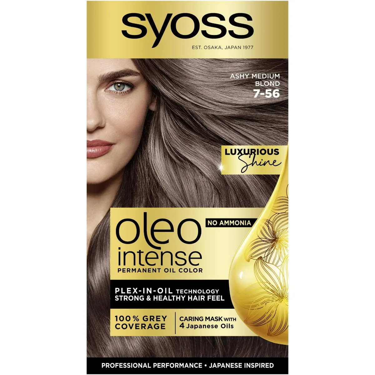 Vopsea de par permanenta fara amoniac 7-56 Blond Mediu Cenusiu Color Oleo Intense, 115ml, Syoss