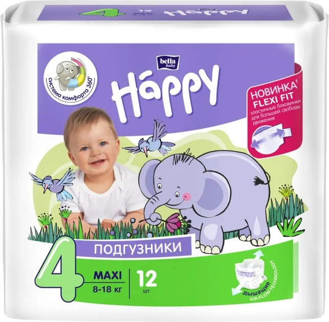 Scutece Happy Maxi 8-18kg, 12 bucati, Bella Baby