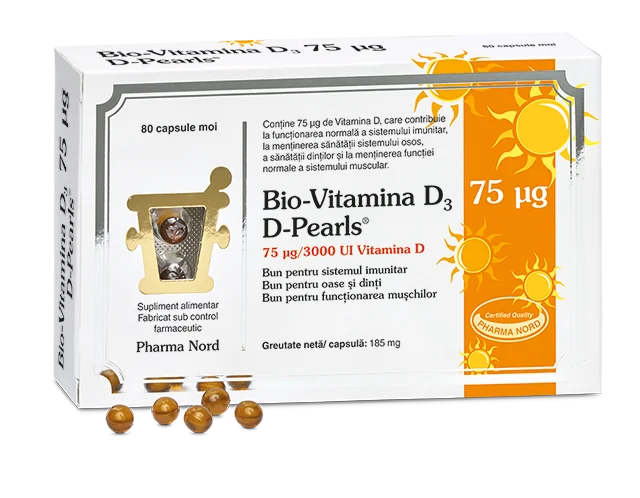 D-Pearls Bio-Vitamina D3, 80 capsule, Pharma Nord