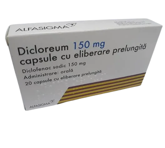 Dicloreum 150mg, 20 capsule cu eliberare prelungita, Alfasigma