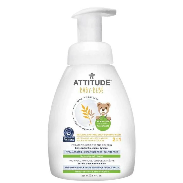 Spuma pentru par si corp Sensitive Skin Baby Natural, 250ml, Attitude