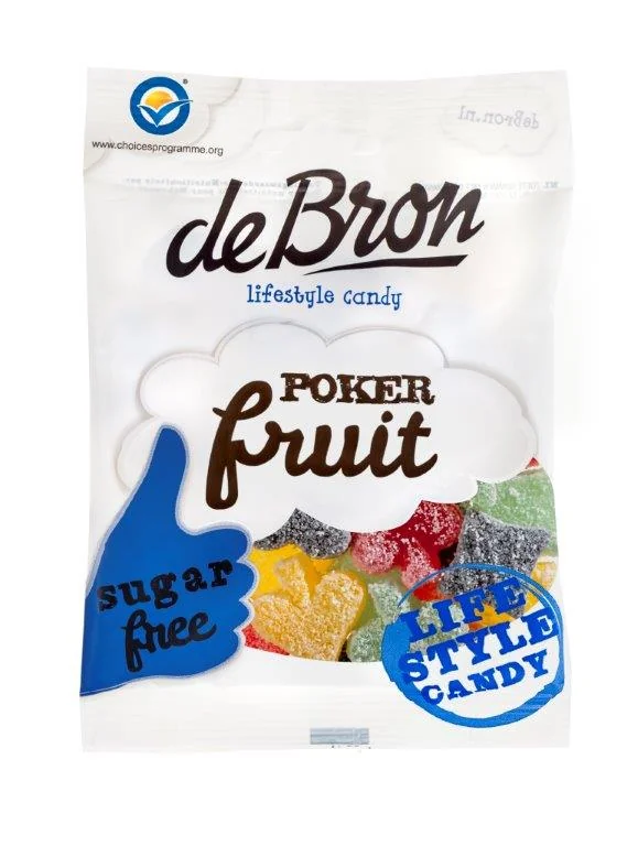 Jeleuri gumate cu aroma de fructe fara zahar si fara gluten Pokerfruit, 90g, Debron