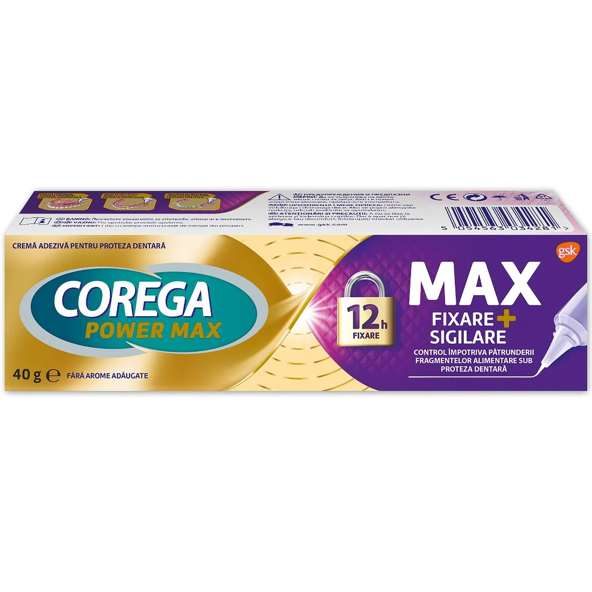 Crema adeziva pentru fixare si sigilare Power Max, 40g, Corega