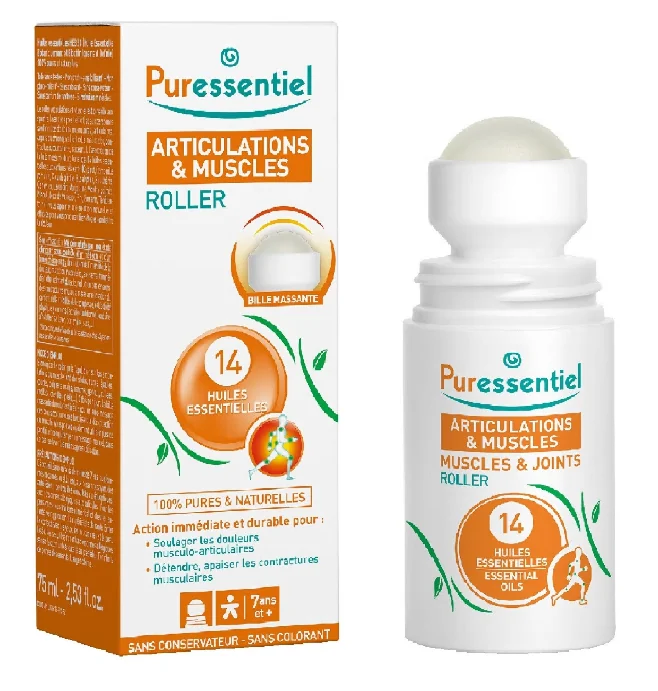 Muscle & Joints - Roller Bio antireumatic cu 14 uleiuri esentiale, 75ml, Puressentiel