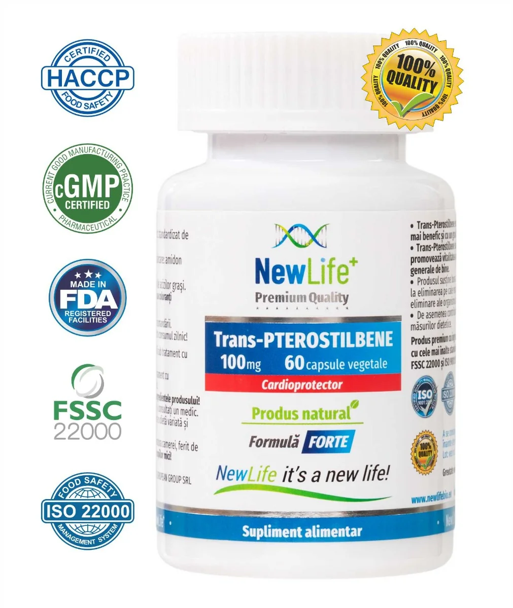 Trans-PTEROSTILBENE 100mg, 60 capsule, NewLife 