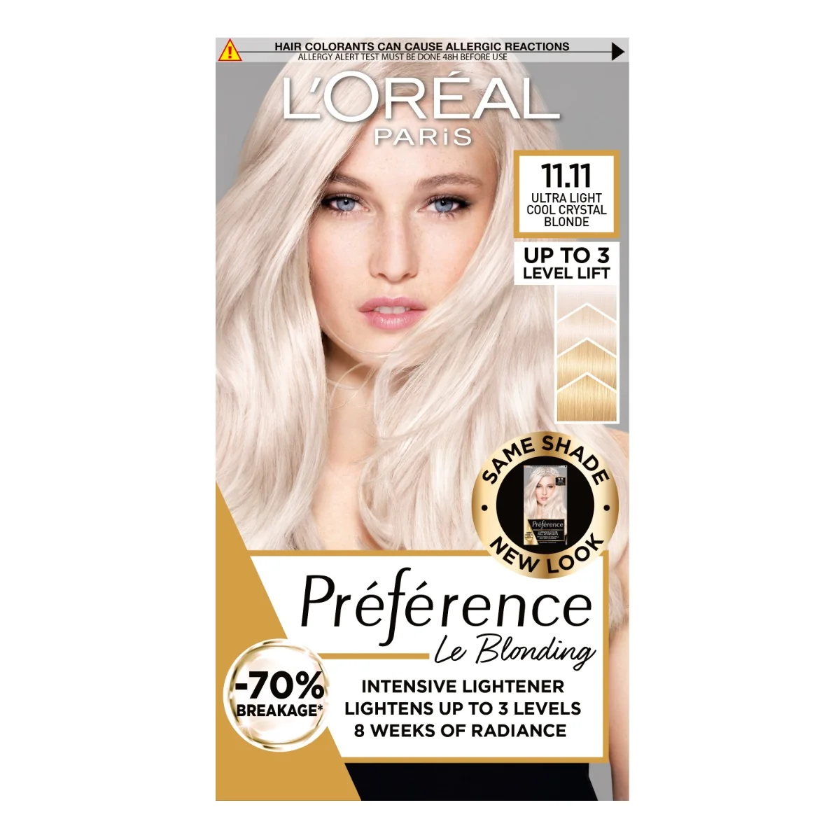 Vopsea de par permanenta cu amoniac Preference Le Blonding 11.11 Blond Ultra Deschis cu efect cenusiu, 178ml, L'Oreal Paris