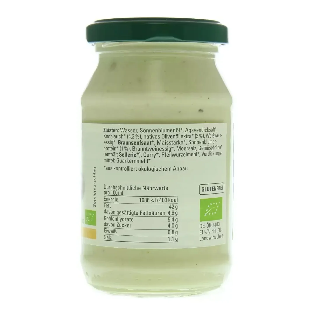 Maioneza aioli Eco cu usturoi vegan fara gluten, 250ml, Byodo 