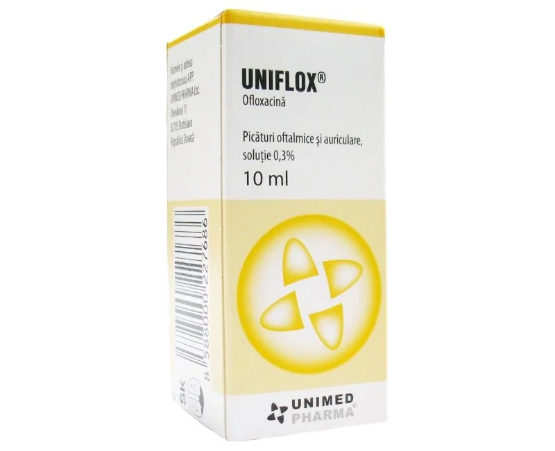 Uniflox picaturi oftalmice/auriculare 0.3%, 10ml, Unimed Pharma