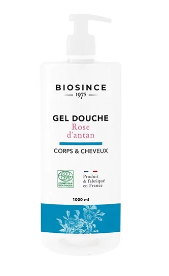 Gel de dus organic pentru corp si par cu parfum de trandafir, 1000ml, Biosince 1975