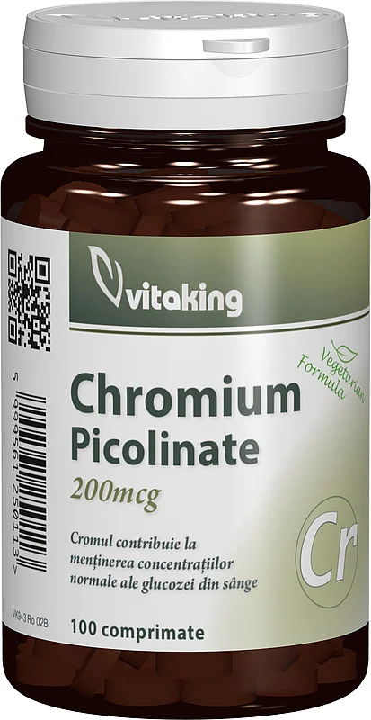 Picolinat de crom 200mcg, 100 comprimate, Vitaking