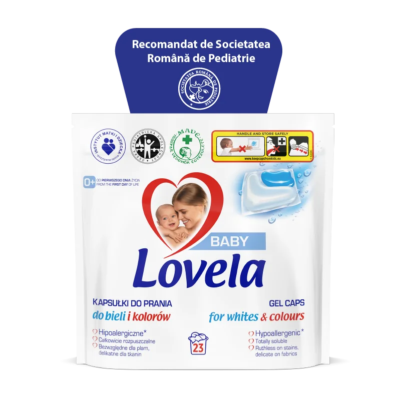 Detergent capsule pentru rufe albe si colorate, 23 capsule, Lovela Baby 