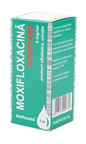 Moxifloxacina 5mg/ml picaturi oftalmice, 5ml, Rompharm