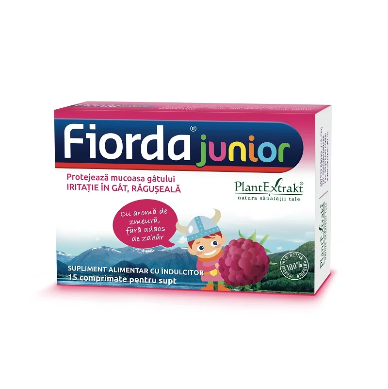 Fiorda Junior cu aroma de zmeura, 15 comprimate, PlantExtrakt