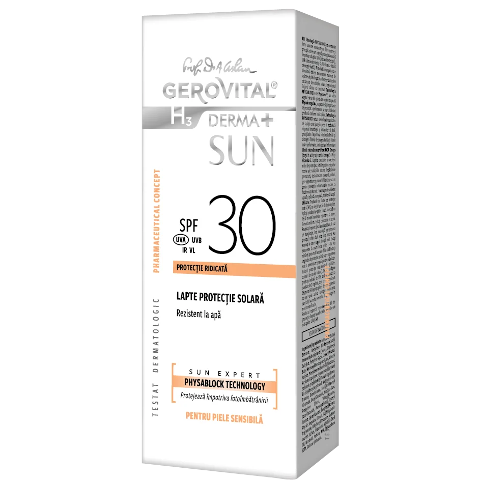 Lapte protectie solara pentru copii SPF 30 Sun, 150ml, Gerovital 