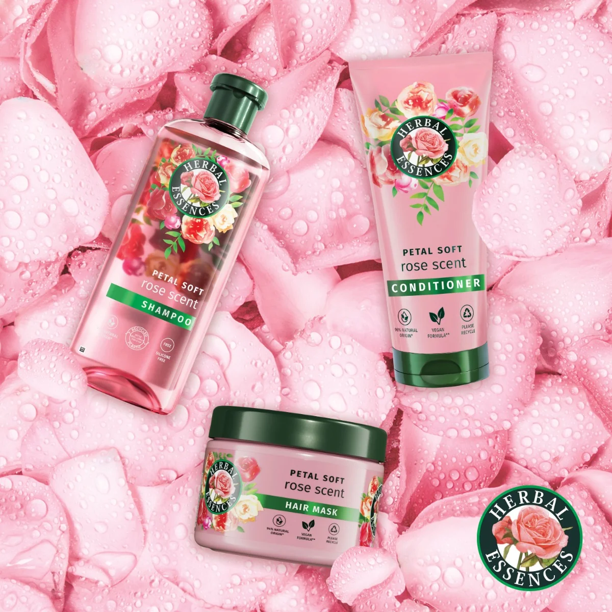 Set pentru femei Rose Scent Petal Soft, Herbal Essences 