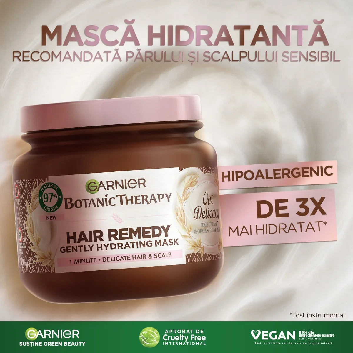 Masca pentru par si scalp sensibil Oat Delicacy, 340ml, Botanic Therapy 