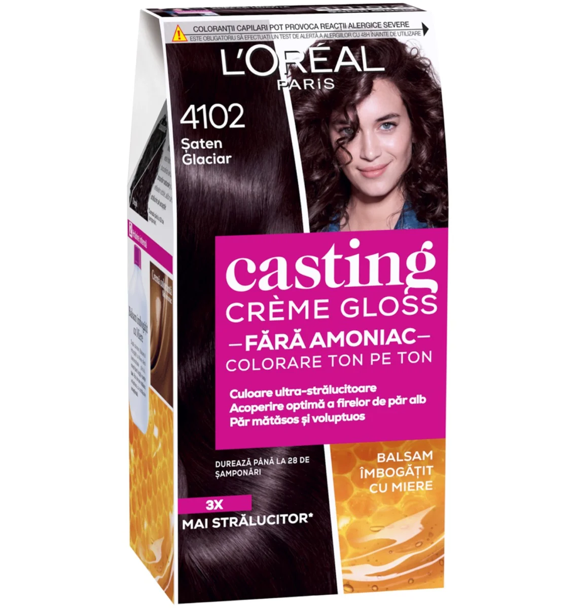 Vopsea de par semi-permanenta fara amoniac Casting Creme Gloss 4102 Saten Glaciar, 180ml, L'Oreal Paris 