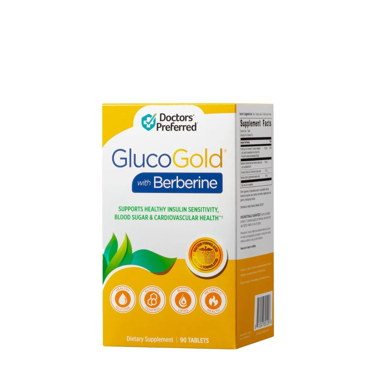 Formula avansata pentru reducerea glicemiei cu Berberina Doctor’s Preferred® GlucoGold® with Berberine, 90 tablete, GNC 