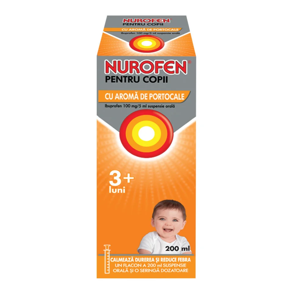 Nurofen 100mg/5ml aroma de portocale, 200ml, Reckitt Benckiser