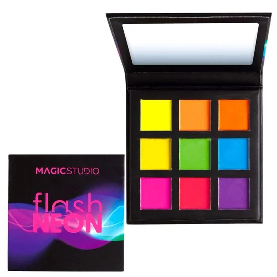 Paleta de farduri pentru pleoape Flash Neon cu 9 culori 24142, 9g, Magic Studio