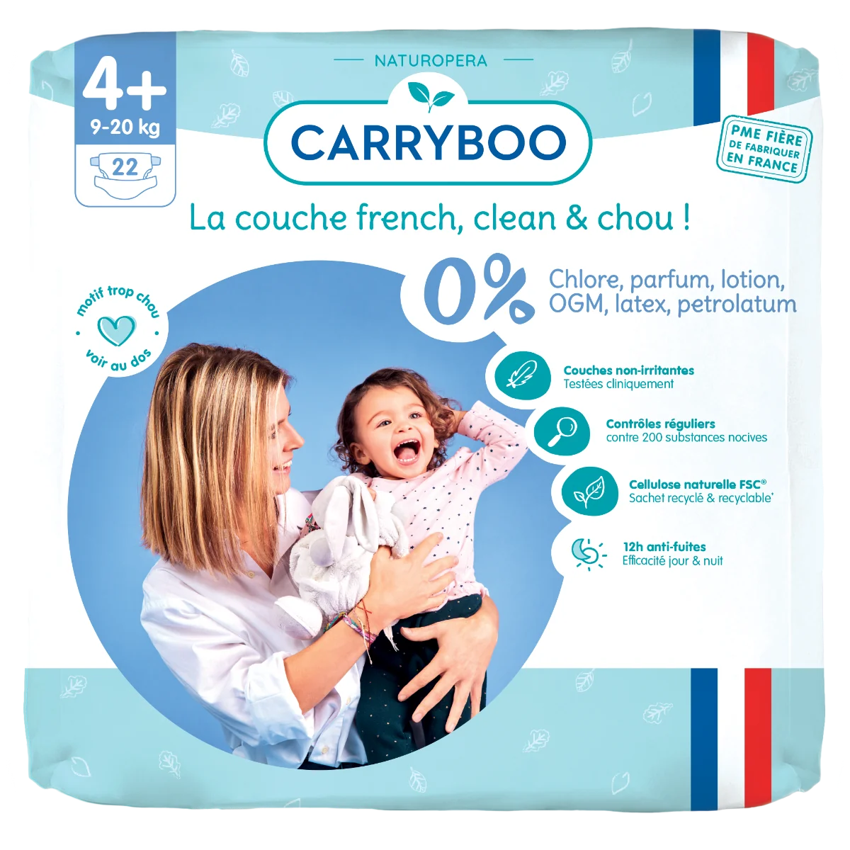 Scutece bio hipoalergenice 9-20kg marimea 4+, 22 bucati, Carryboo