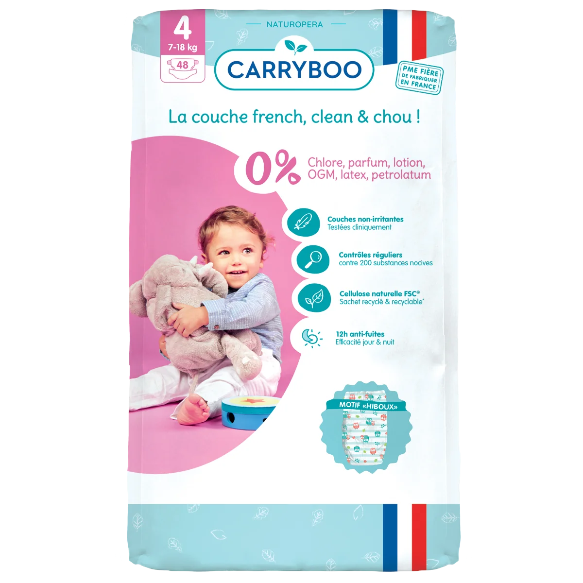 Scutece bio hipoalergenice 7-18kg marimea 4, 48 bucati, Carryboo