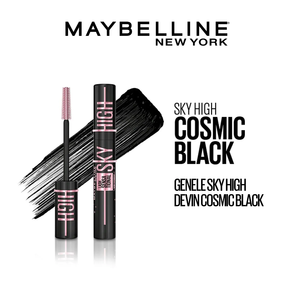 Mascara pentru alungire si volum Lash Sensational Sky High Cosmic Black, 7.2ml, Maybelline 