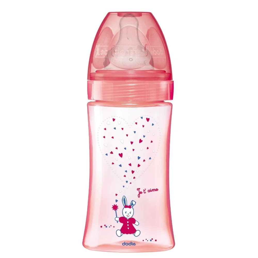 Biberon pentru initiere anti-colici 0-6 luni Debit 2 Unicorn, 270ml, Dodie