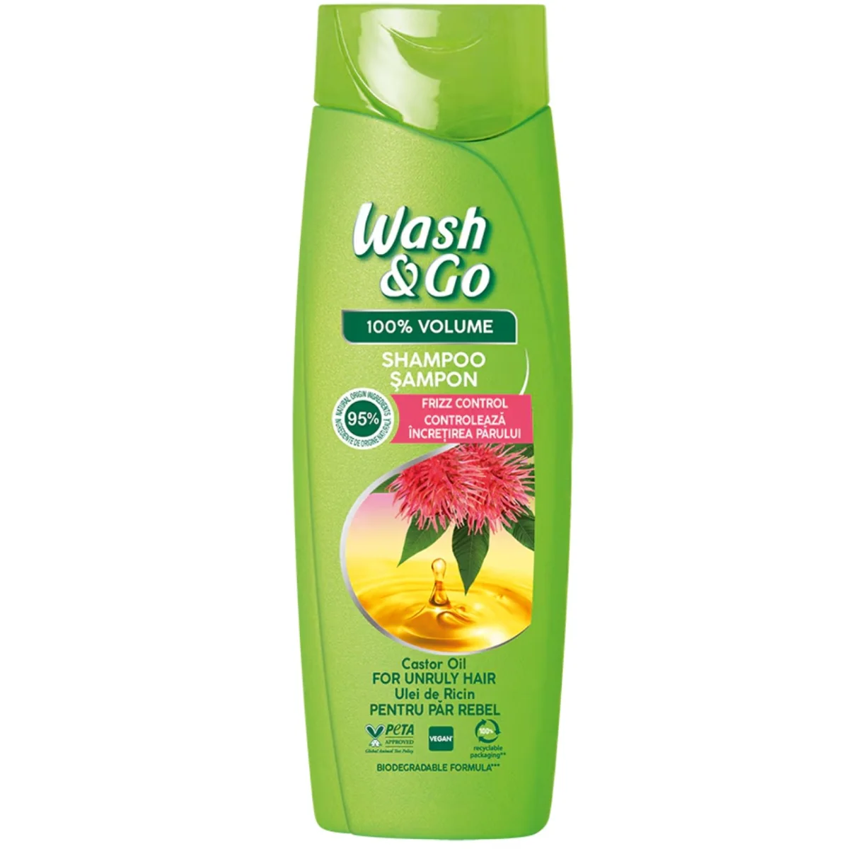 Sampon cu ulei de ricin, 360ml, Wash&Go