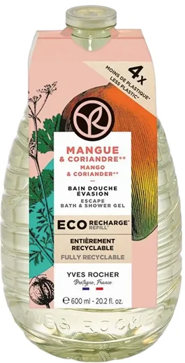 Rezerva gel de dus cu mango si coriandru, 600ml, Yves Rocher 