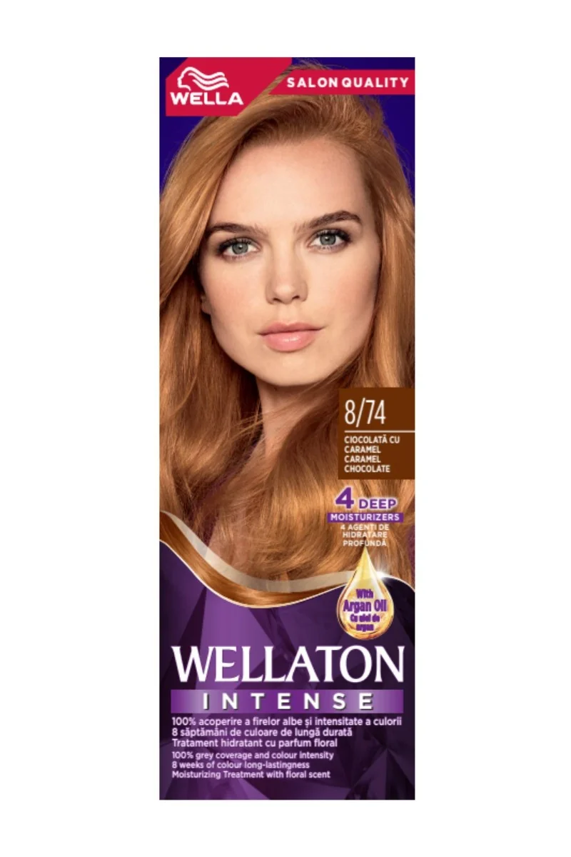 Vopsea de par permanenta Ciocolata cu Caramel 8.74 Wellaton, 110ml, Wella 