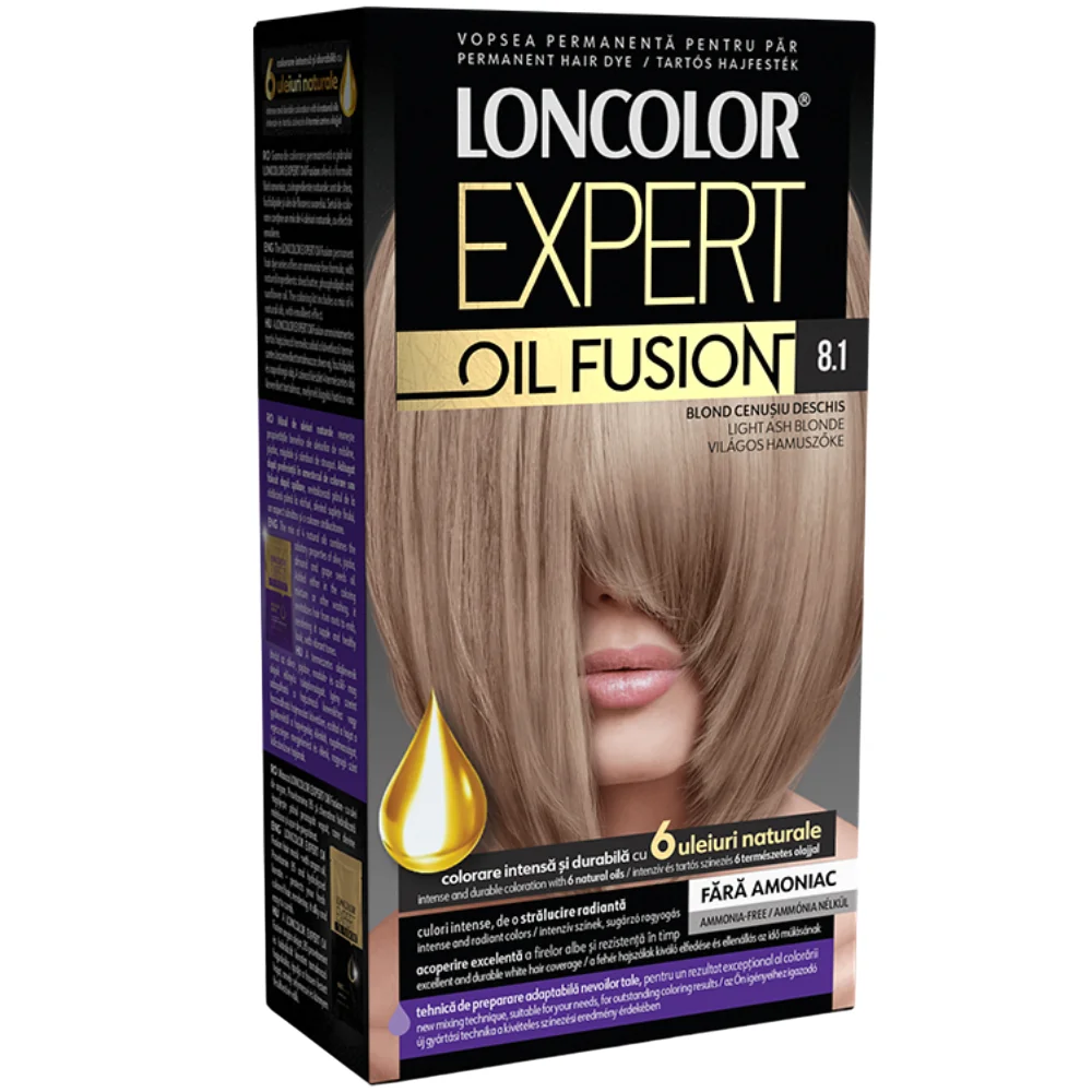 Vopsea de par permanenta Expert Oil Fusion Nr 8.1, 115ml, Loncolor