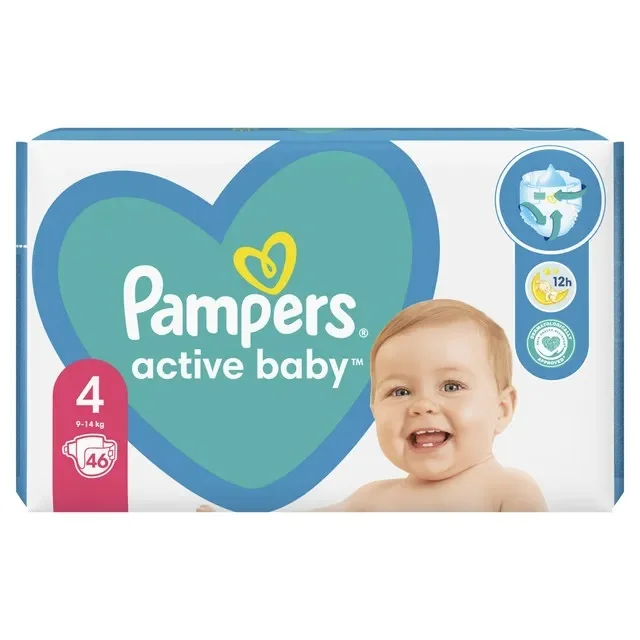 Scutece Active Baby Marimea 4 pentru 9-14 kg, 46 bucati, Pampers