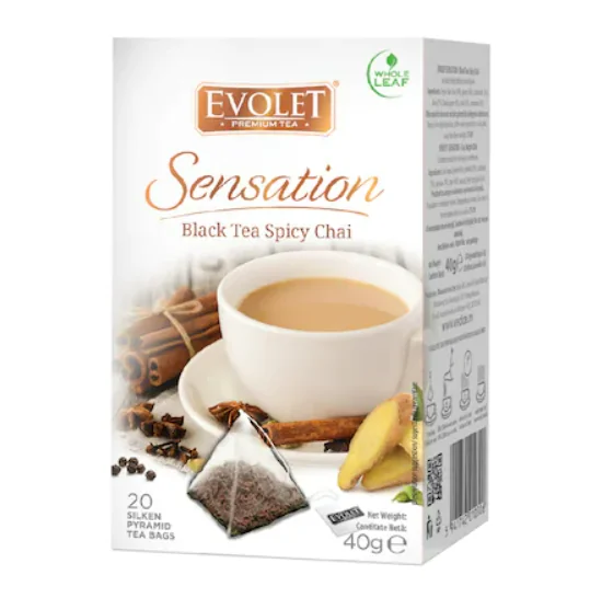 Ceai negru Spicy Chai, 20 plicuri, Evolet