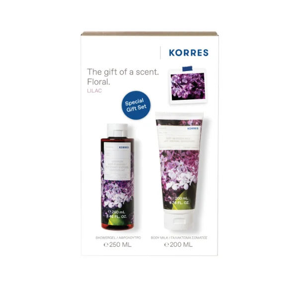 Pachet Lilac Gel de dus 250ml + Lapte de corp 200ml, Korres