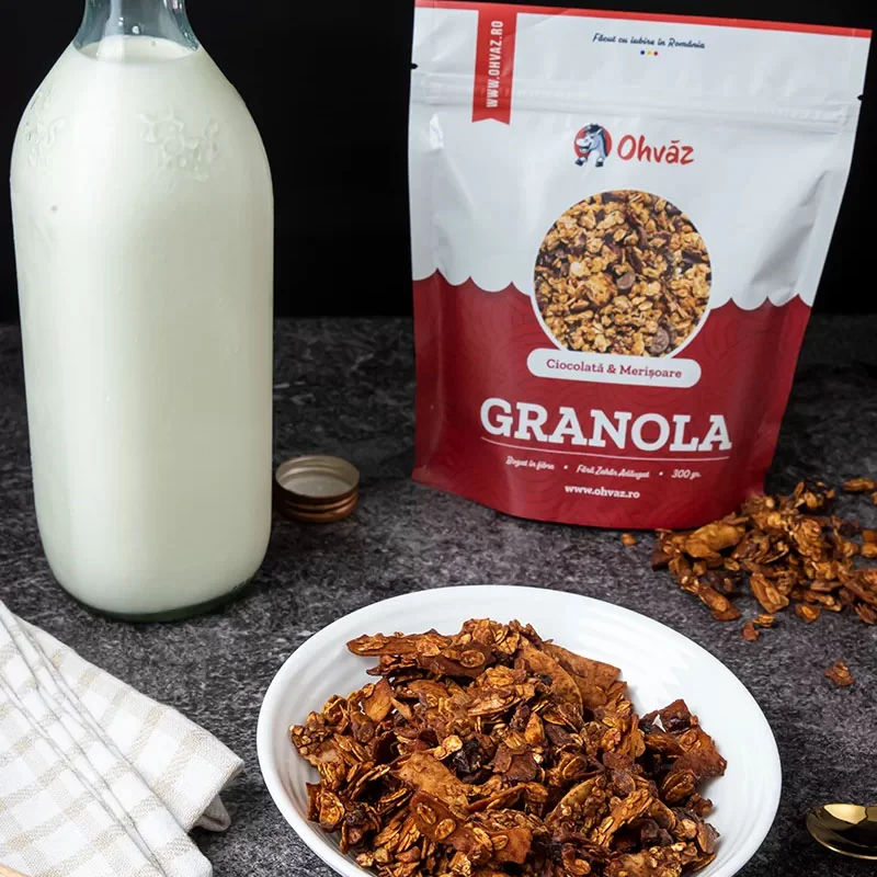 Granola cu ciocolata si merisoare, 300g, Ohvaz 