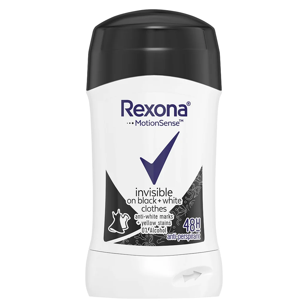 Deodorant stick Invisible Black + White, 40ml, Rexona