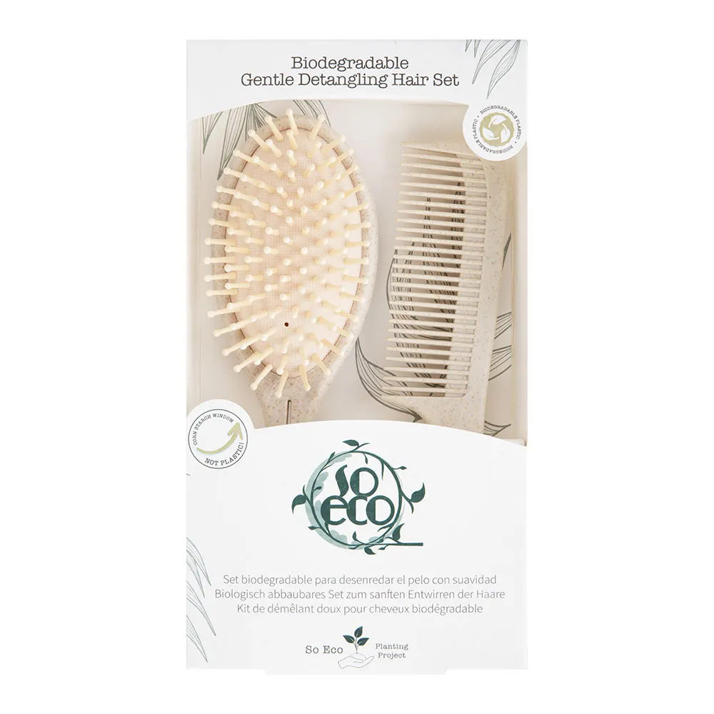 Set ecologic biodegradabil pentru descurcarea delicata a parului, 1 bucata, So Eco 