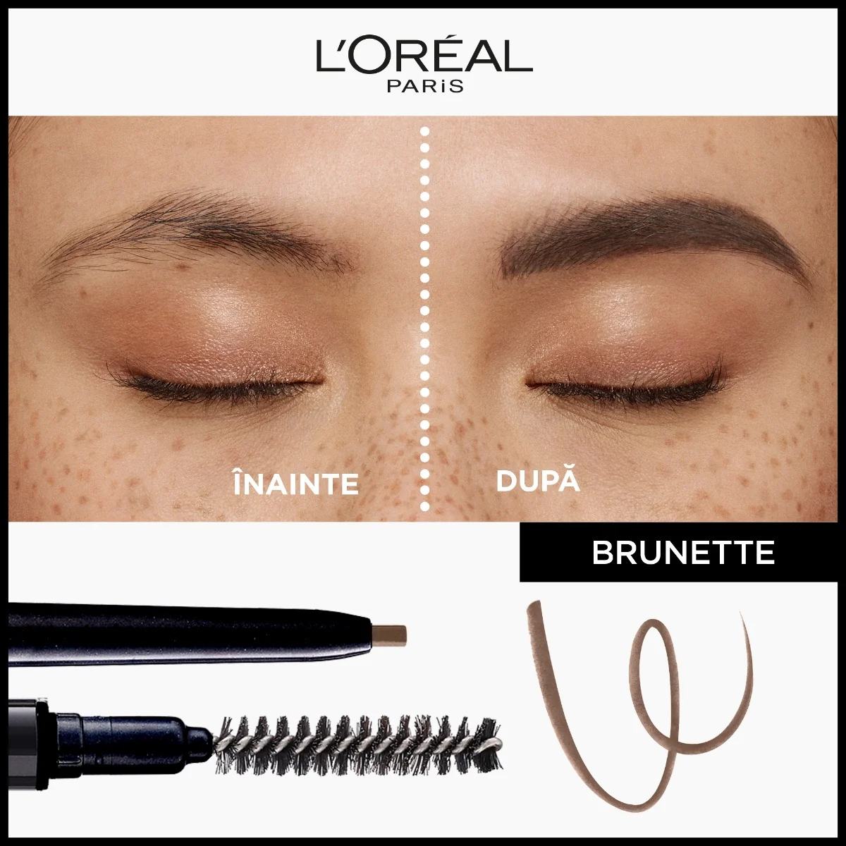 Creion pentru sprancene cu varf ultra-precis Infaillible 24H Brows Brunette, 5g,  L'Oreal Paris 