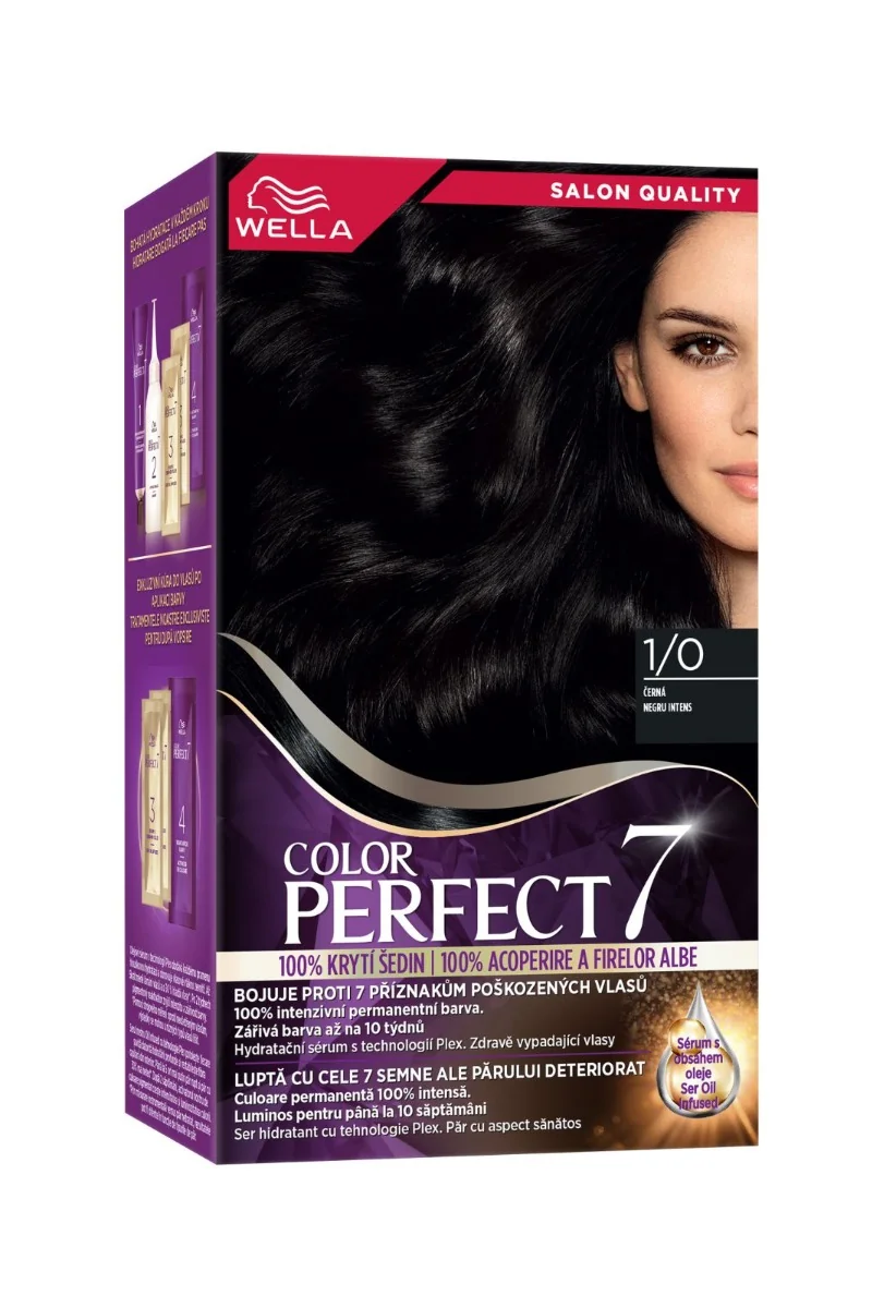 Vopsea de par permanenta Negru Intens 1/0 Color Perfect, 135ml, Wella