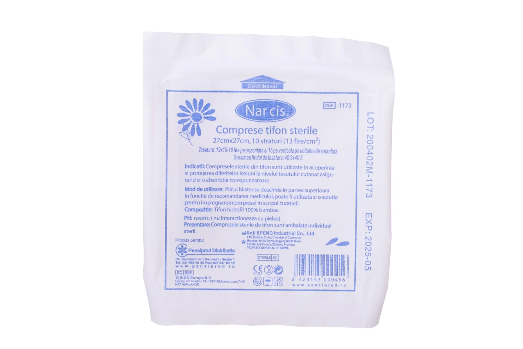 Comprese sterile 27cm x 27cm, 10 straturi, Narcis