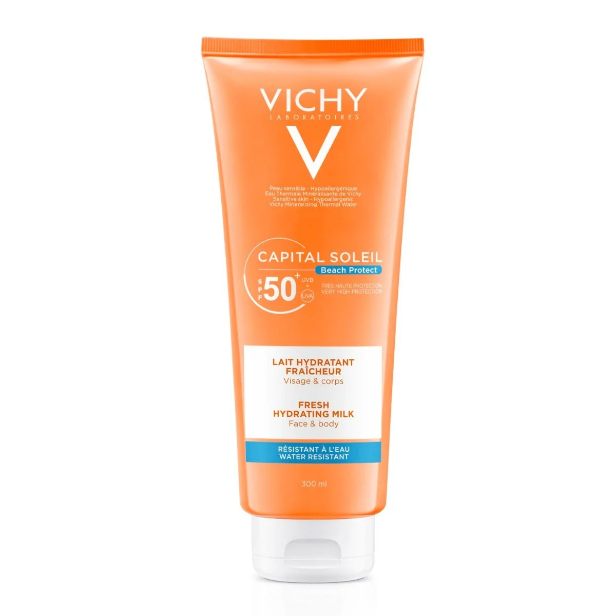 Lapte hidratant de protectie solara pentru fata si corp SPF 50 Capital Soleil, 300 ml, Vichy