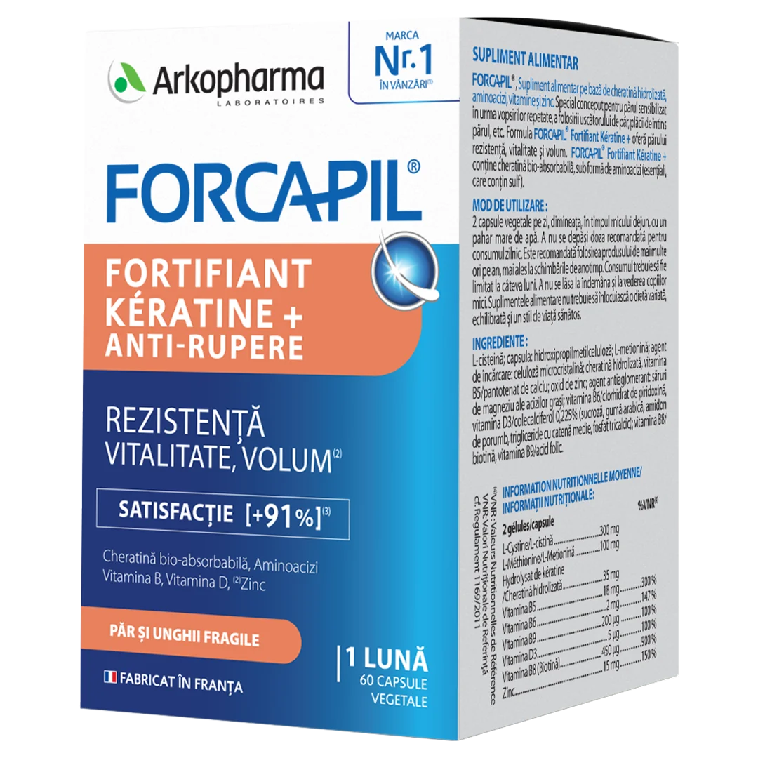 Forcapil Fortifiant Keratine+, 60 capsule